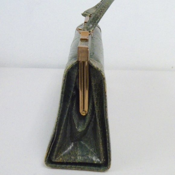 VINTAGE GREEN SNAKESKIN frame HANDBAG PURSE - Picture 8 of 10